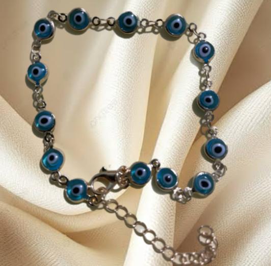 TOBILLERA OJO TURCO ELEGANTE COLOR CELESTE