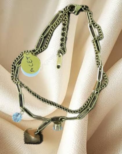 TOBILLERA CON DIAMANTE REDONDO Y CORAZON
